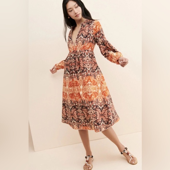 Anthropologie Agua Bendita Elayna Midi Dress Small - Picture 1 of 14